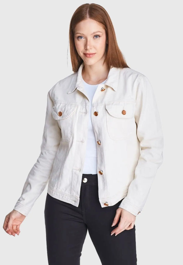 Women's Traditional Off-White Jeans Jacket