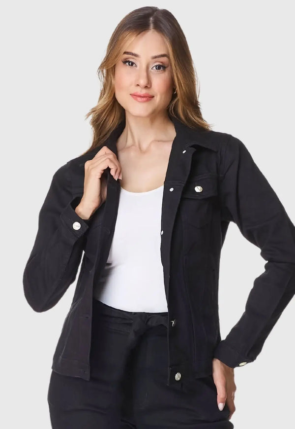 Classic Softened Women's Black Denim Jacket
